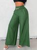 Women's Pleated Wide Leg Pants with Metal Fasteners Multi Color Casual Trousers