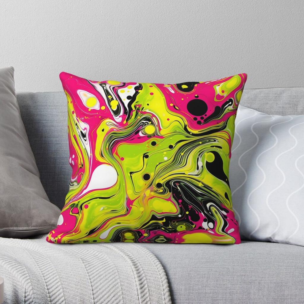 Lime Green And Magenta Flow Pillowcase Polyester Linen Velvet Pattern Zip Decor Throw Pillow Case Home Cushion Case