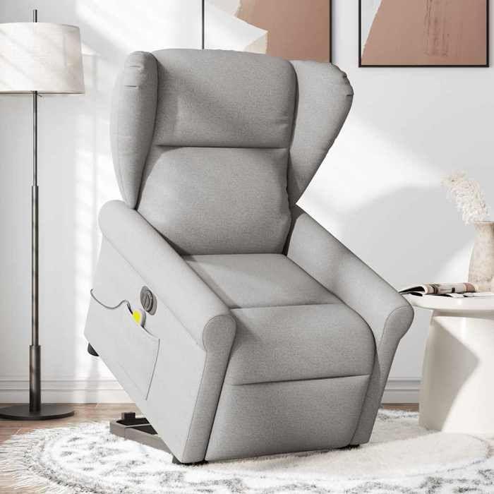 VidaXL Fauteuil inclinable de massage électrique gris nuage tissu 3303413
