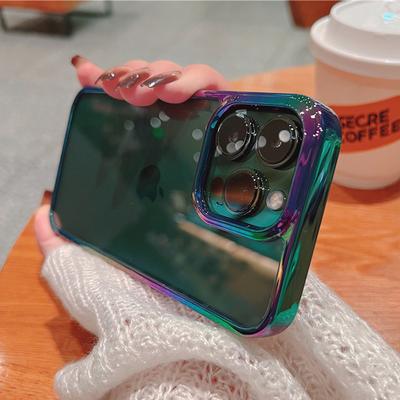 Gökkuşağı Lazer Temizle Sert Pc Darbeye Dayanıklı Telefon Kılıfı Iphone 14 13 12 Pro Max 14 artı 13pro 14pro Şeffaf Lazer Arka Kapak