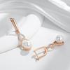 Luxury  Rose Gold Color Drop English Earrings For Women Unique Geometric Pearl Earrings Bridal Wedding Jewelry  New