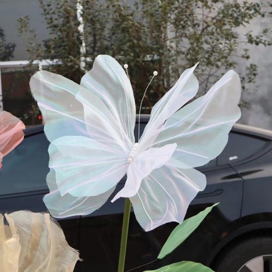 Faux Silk Yarn Artificial Butterfly Giant Large 3D Simulation Tulle Fake Butterfly Prop Butterfly Display