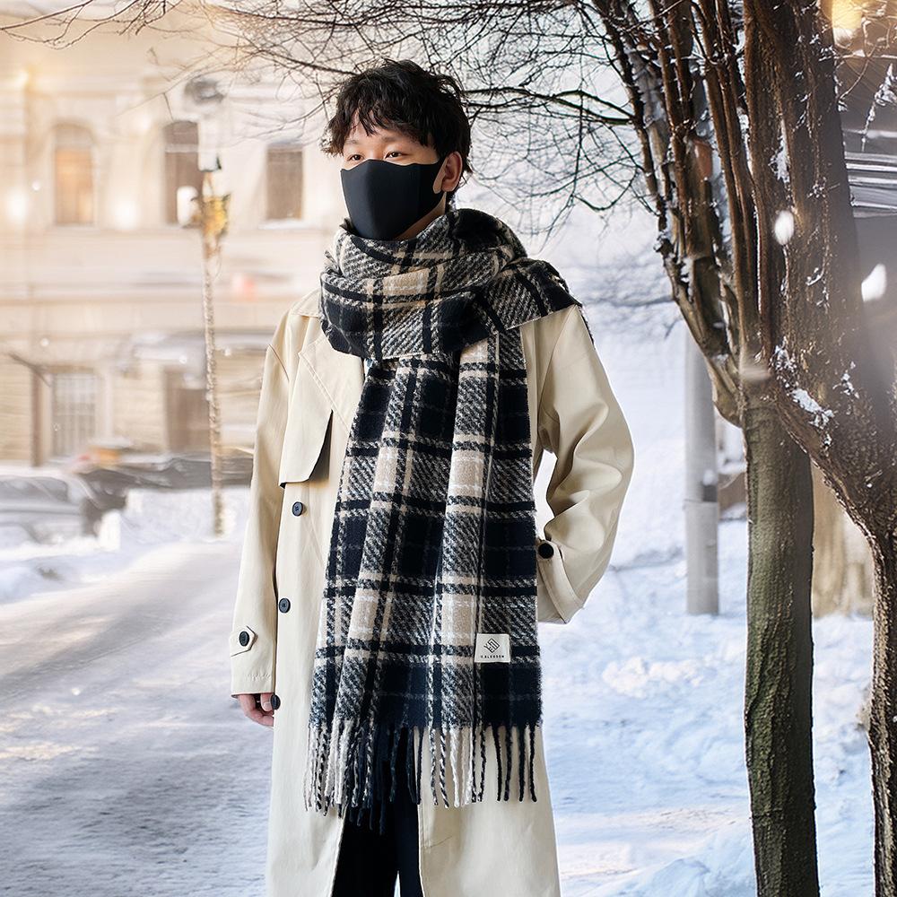 Winter Christmas red atmosphere soft waxy scarf female couple style holiday gift premium sense angola red plaid shawl