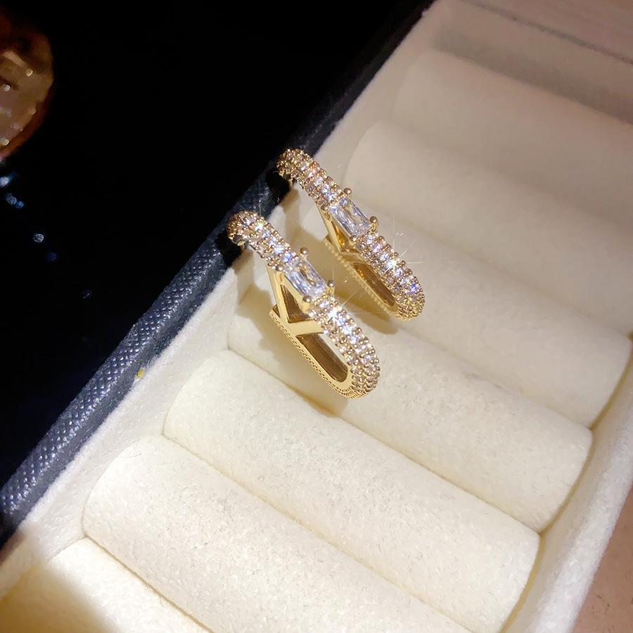 Zircon Metal Fireworks Earrings Korean Niche Cold Wind Earrings Temperament Versatile Earrings