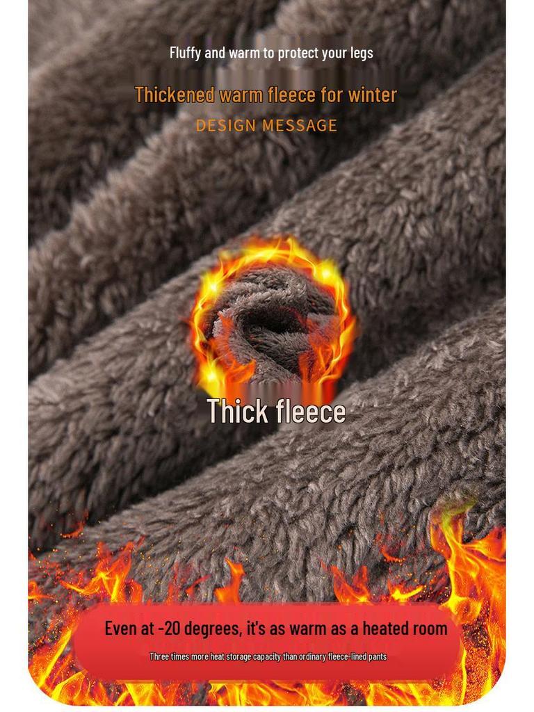 Mom's Fleece-Lined Cotton Pants, Thickened Straight-Leg, Warm Autumn/Winter Trousers for Middle-Aged/Elderly Women.