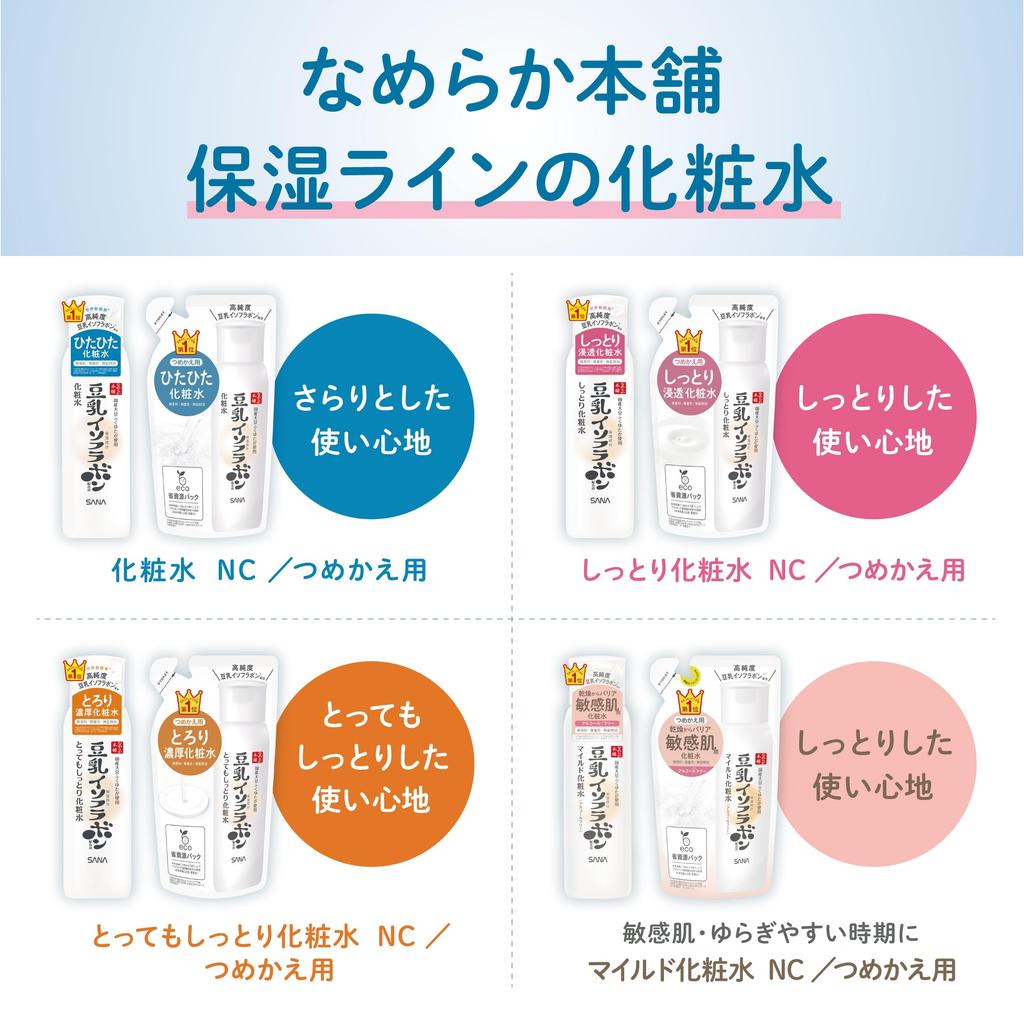Namereka Honpo Mild Lotion NC - Hydration & Moisture for Dry, Sensitive Skin, Alcohol-Free, Soy Isoflavones