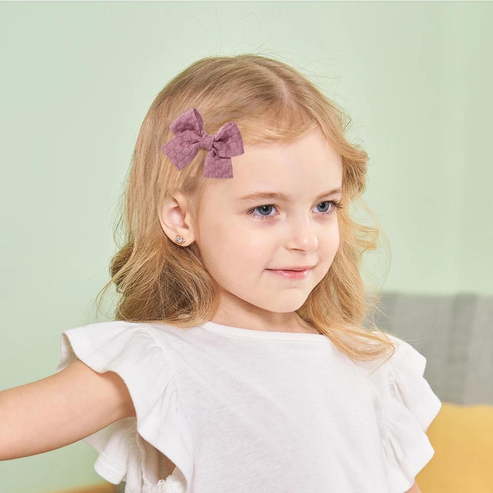 6-10Pcs/set Lattice Hair Bows Hair Clips for Girls Hairpin Handmade Cute Bows Barrettes Headwear Kids Children Hair Accessories