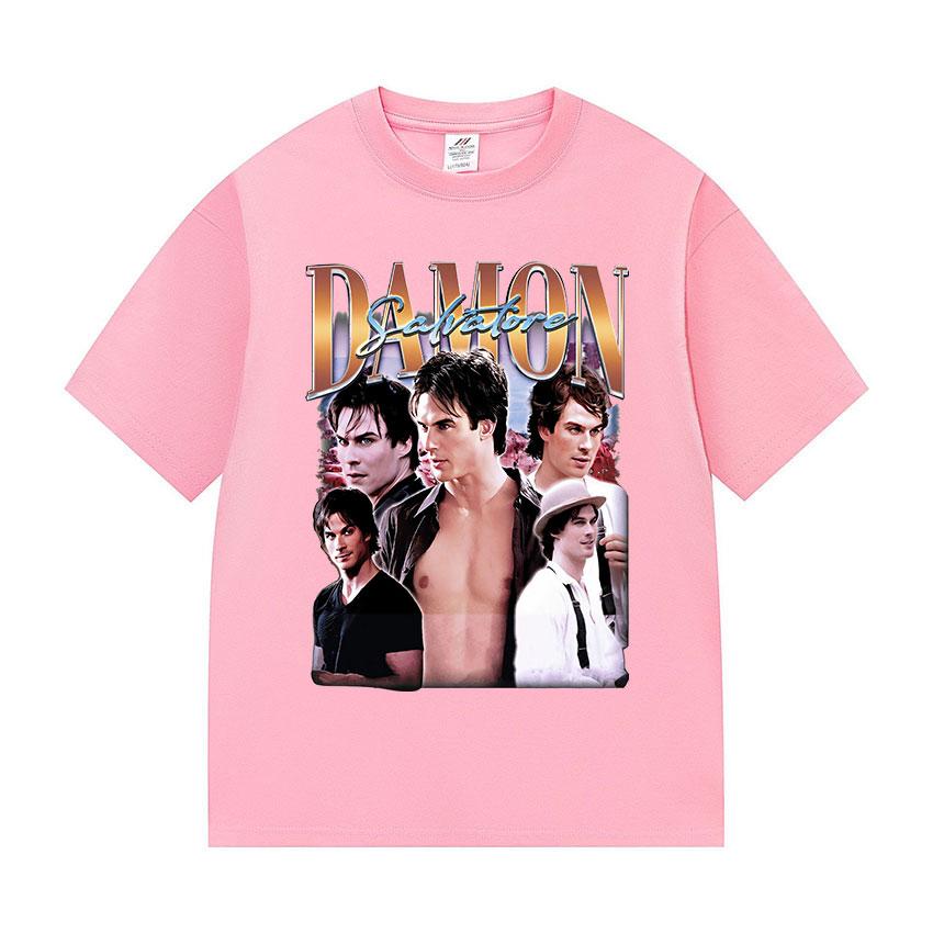 90s Retro Damon Salvatore Graphic T Shirt Unisex Harajuku Fashion Cotton Short Sleeve Tshirts Y2k Unisexs Gothic Clothing TShirt