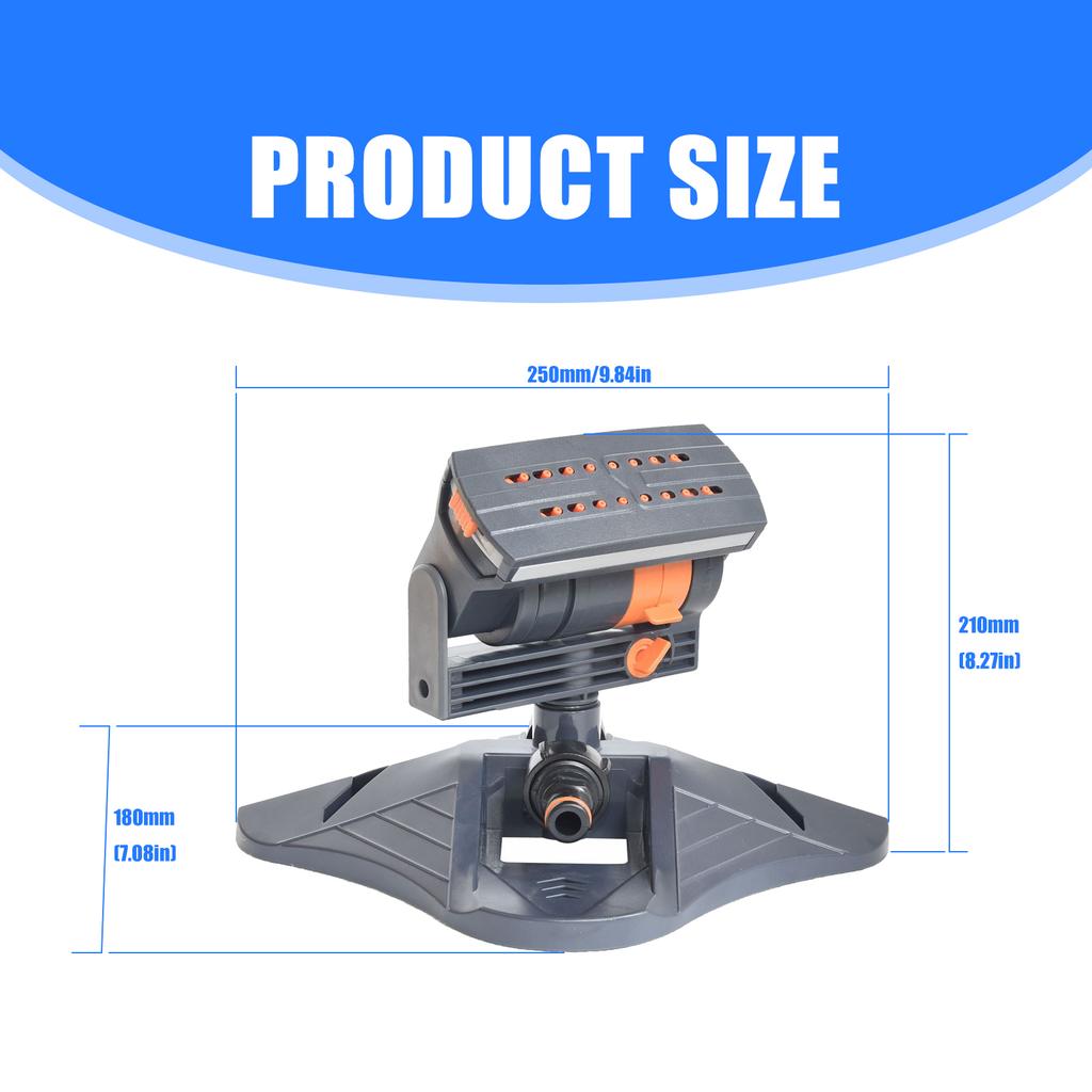 Aspersor cu rază reglabilă îmbunătățit pentru gazon, curți și grădini, cu 16 capete oscilante mini-turbină