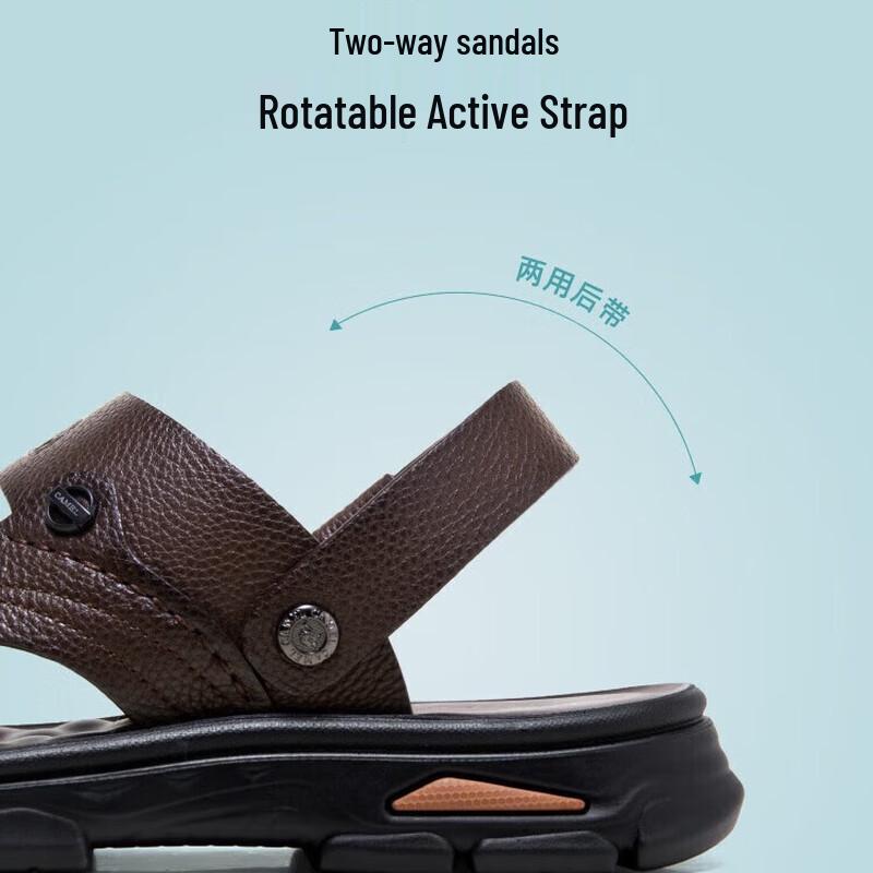 Camel Soft Leather Dual-Wear Sandals & Slippers