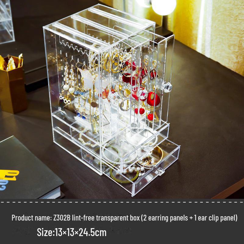 

Пылезащитная прозрачная подставка для ювелирных изделий - настольный ящик для хранения сережек и ожерелий