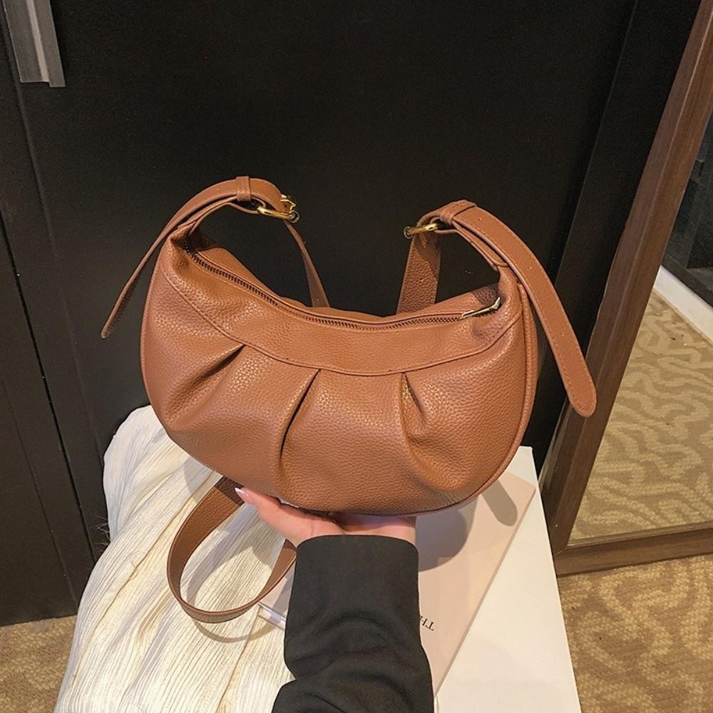 Lightweight PU Dumpling Bag Korean Style Underarm Shoulder Bag Cute Pleated Crossbody Bag  Student