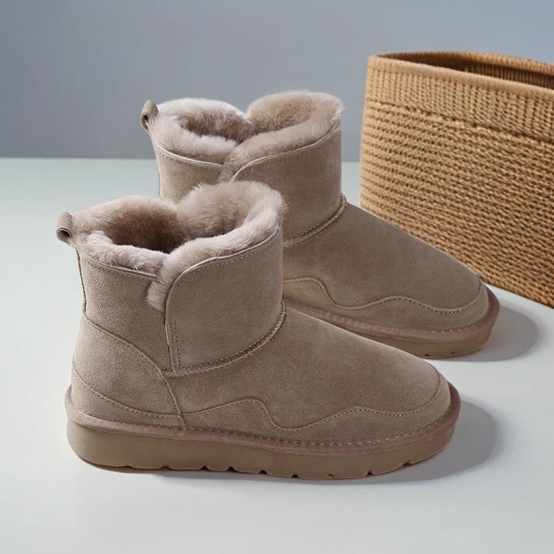 Women's Winter Platform Snow Boots Warm Faux Suede Ankle Booties Shoes With Faux Fur Lining Comfortable Fuzzy Anti-Slip Walking Short Boots for Women