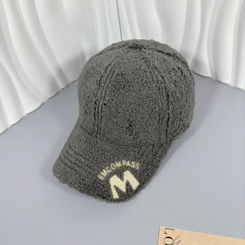 Embroidered Letter Winter Baseball Cap - Adjustable, Warm & Cozy with Soft Fleece Lining, Hand-Washable Polyester - Perfect for Outdoor Activities