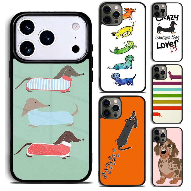 Sausage Dog Dachshund Art Phone Case For iPhone 17,16e,15,14,13,12,11,Mini,Pro,MAX Soft Silicone Cover