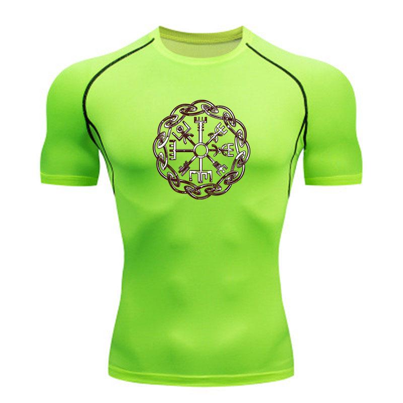 Herren Kompressions-Trainings-T-Shirt, Antike Nordische Wikinger Rune