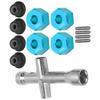 12mm Wheel Hex Hub Adapter 7mm Thick M4 Flange Lock Nuts Cross Wrench Set for 1 10 RC CarBlue