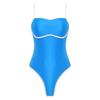 Satin Color Block One Piece Swimsuit for Women Square Neck Adjustable Straps Bathing Suit with Edges Design for Pool Summer