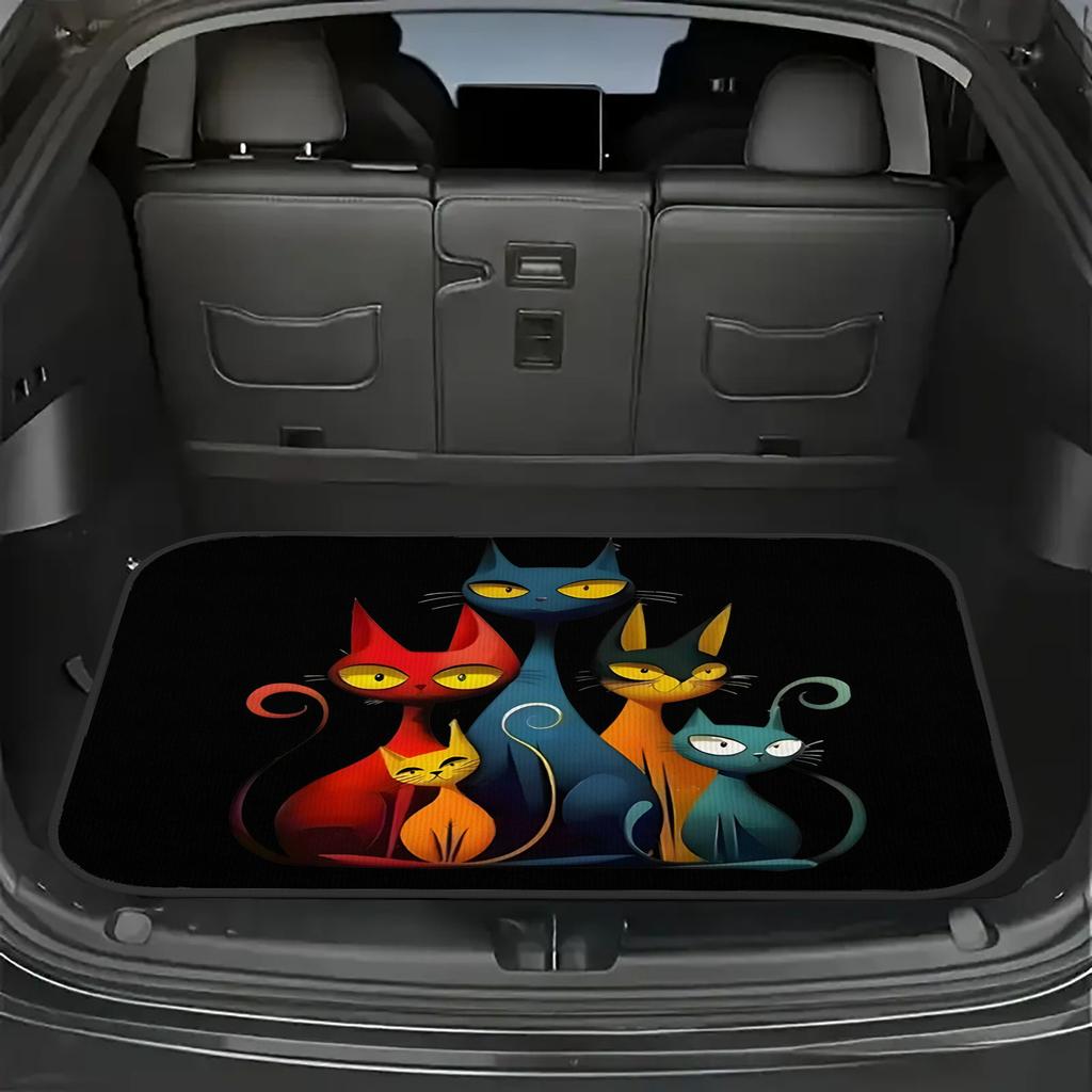 1Pcs Geometric Cats Car Trunk Mat with Anti Slip Cargo Liner Waterproof Rear Storage Protector Floor Mat for SUV Sedan Vehicle I