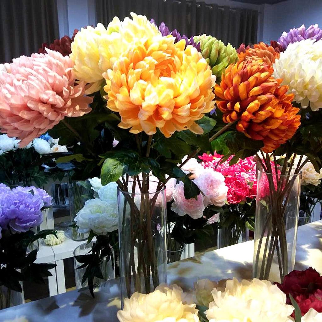 Large Artificial Chrysanthemum, Gaillardia, and Peony Flowers for Home Decor and Photo Props