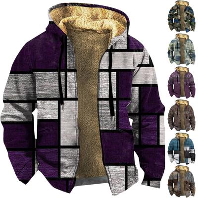 Herren-Retro-Druckjacke, Herren-Frühlings- und Herbst-Casual-Trend-Reißverschluss-Kapuzenjacke