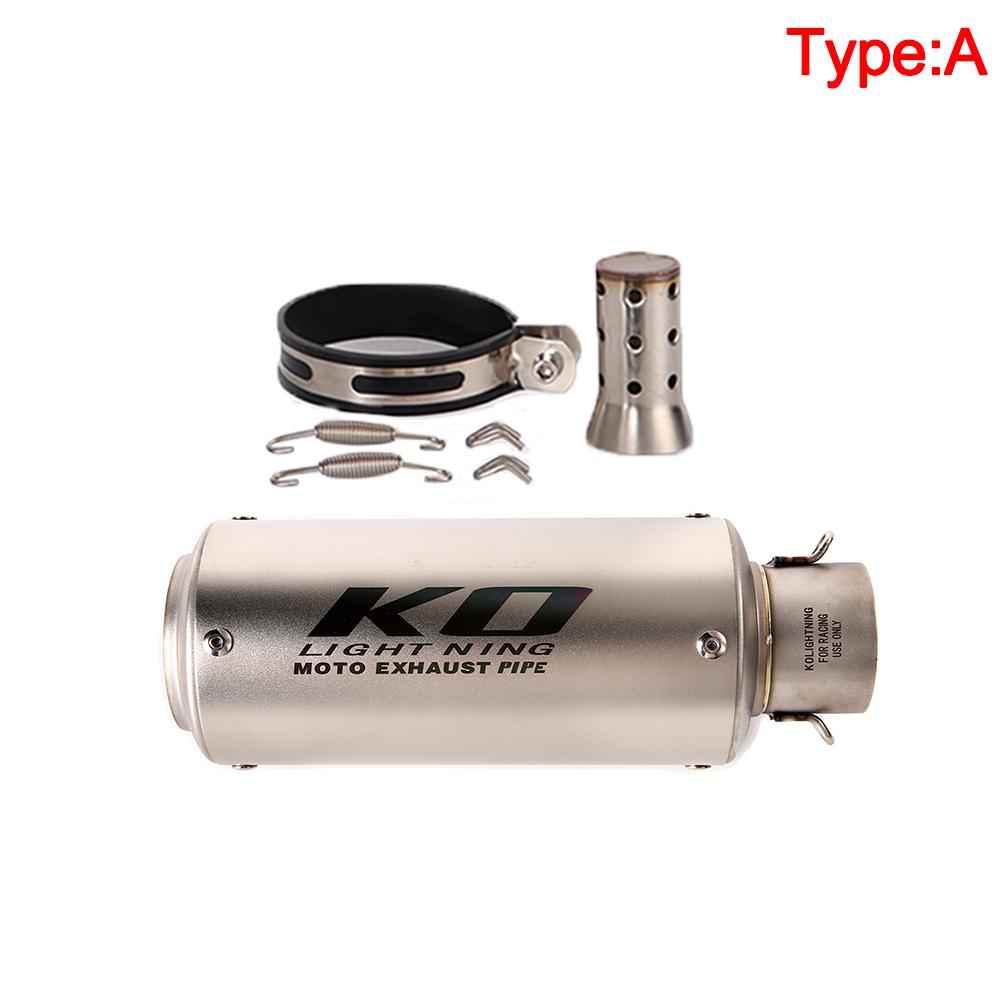 Universal 51/60MM Motorcycle KO Exhaust Stainless Steel Muffler Pipe With DB Killer For Z900 R3 R25 MT07 MT09 R1 Z400 Z650