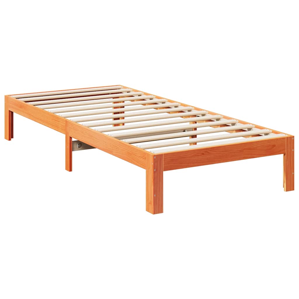 Solid Wood Bed Frame without Mattress Wax Brown 80x200 cm Pine Wood
