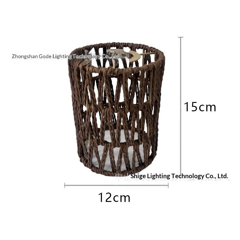 Handmade Paper Rope Woven Rattan Lampshade Boho Decorative Lampshade Table Lamp Decorative For Garden Yard Living Room