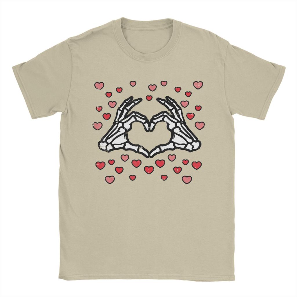 Vintage Valentines Day Skeleton Hand Heart TShirt Unisex Crewneck Cotton T Shirts Short Sleeve Tee Shirt 4XL 5XL Clothing