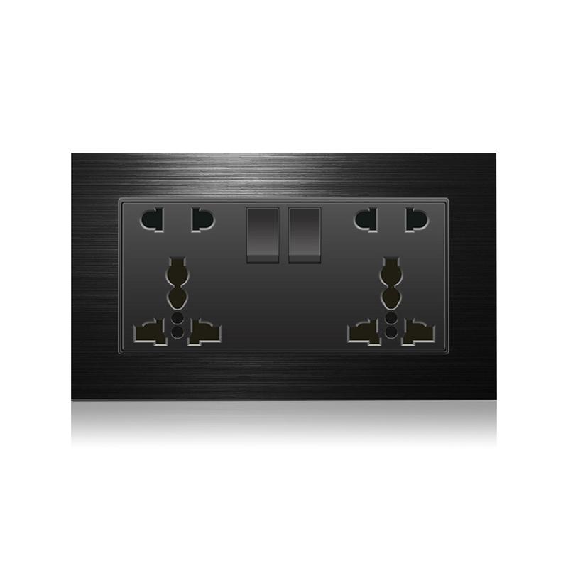 18W Type-C Fast Charging Universal 5-pin Dual Power Socket,Stainless Steel  Electrical Outlet with DC 5V 3.1A Type-c USB Charger