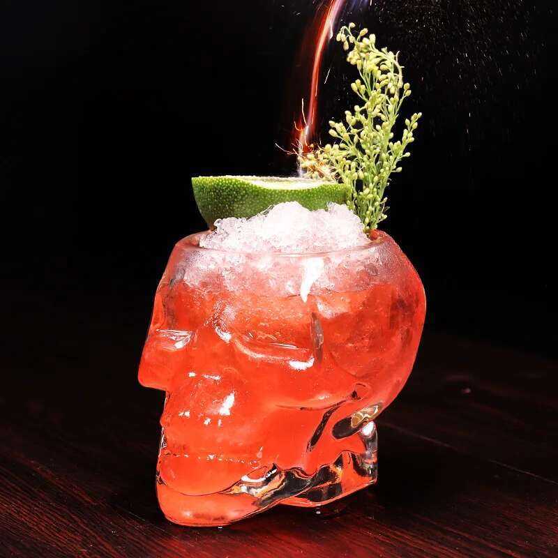 3 Pcs Skull Head Cocktail Glasses Personalized Bar Glassware Mixed Wine Drink Glass Creative Smoothie Fruit Juice Cup Coffee Mug