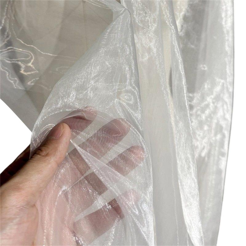 Metallic Color Organza Fabric 50x140cm Breathable Gradient Color Tulle Cloth For Wedding Dress Evening Gown Sewing Craft