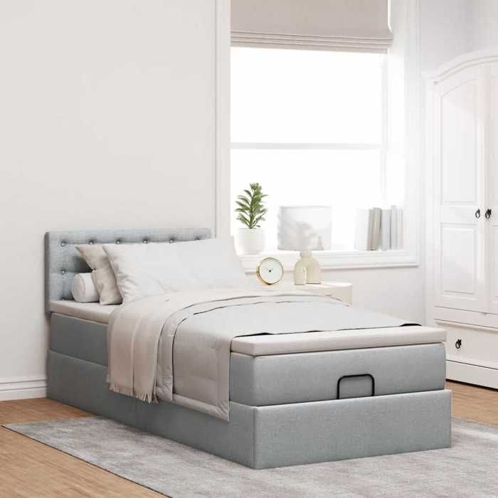 VidaXL Lit ottoman avec matelas gris clair 90x200 cm tissu 3311594