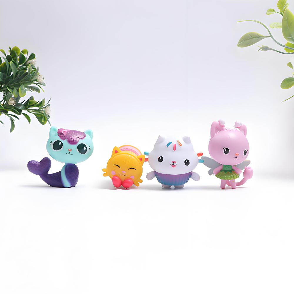 13 Pcs Gabby Dollhouse Anime Figure Toy Car Smiling Cat Hug Gaby Girl Cartoon Dolls Mercat Action Figure Children Present