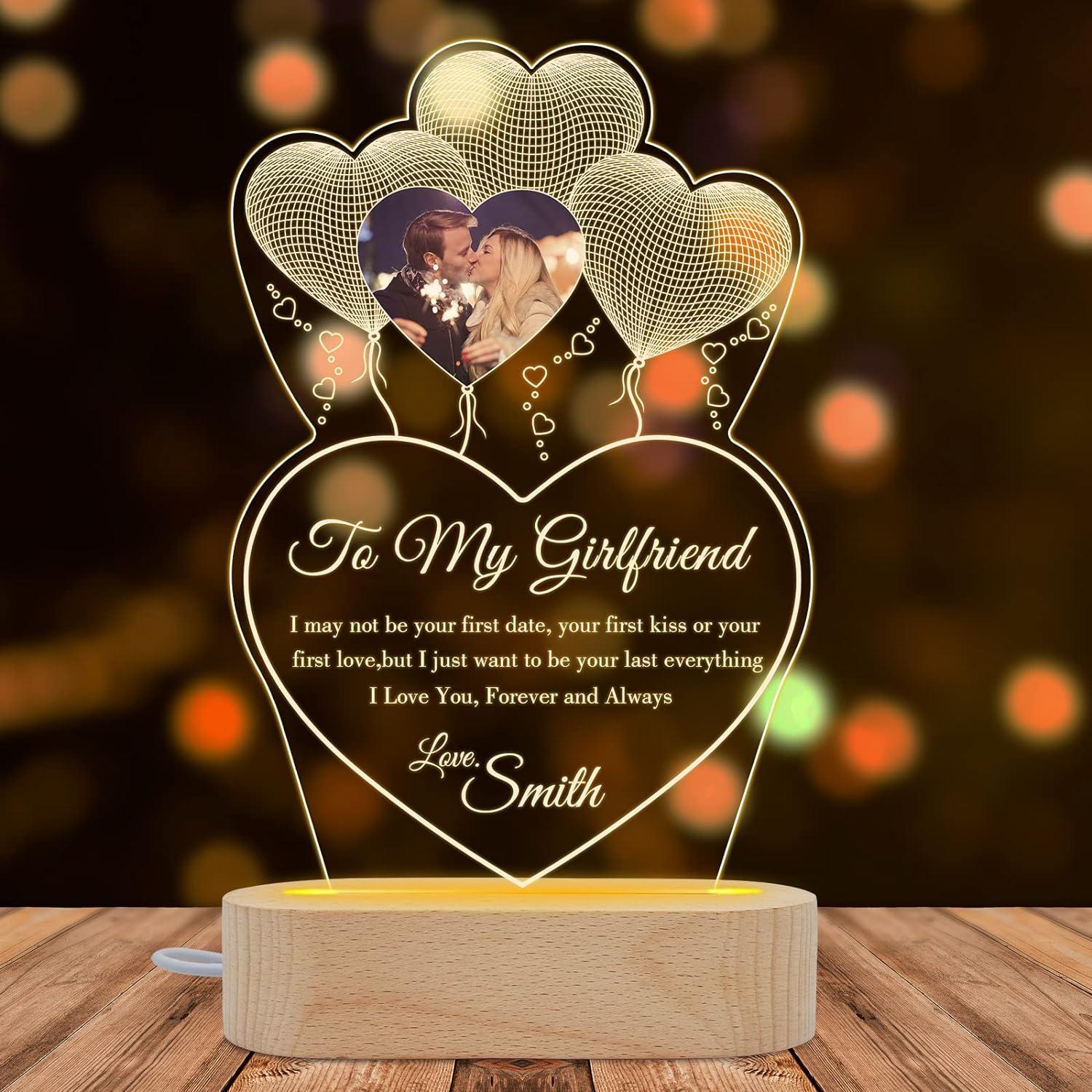 

3D фотолампа на заказ с гравировкой фотографий и текста на деревянной основе, индивидуальный подарок на День святого Валентина, годовщину свадьбы, день рождения, 3D лампа 3 color base