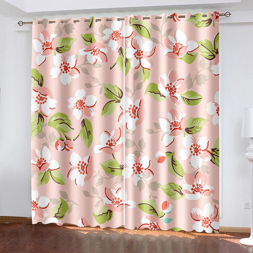 

Цветочные плотные шторы 2 панели для женщин девочек спальня термоизоляционные оконные шторы гостиная шторы Декор Cortinas W132cm x H160cm&Grommet