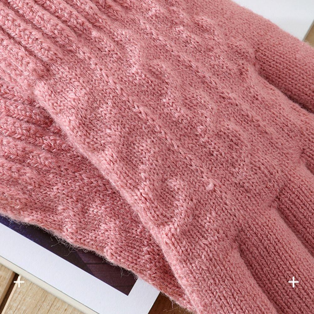 Gants d'extérieur coupe-vent en peluche pour hommes et femmes, moufles, gants tricotés pour femmes, automne hiver