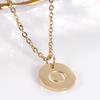 18K Gold Stainless Steel Minimalist Letter Necklace with 26 Round Pendant Options