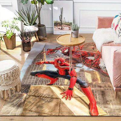 1pc Disney Spiderman Pattern Carpet Area Rug Non Slip Carpet Hand Washable Floor Mat Suitable For Living Room Bedroom Home Decor