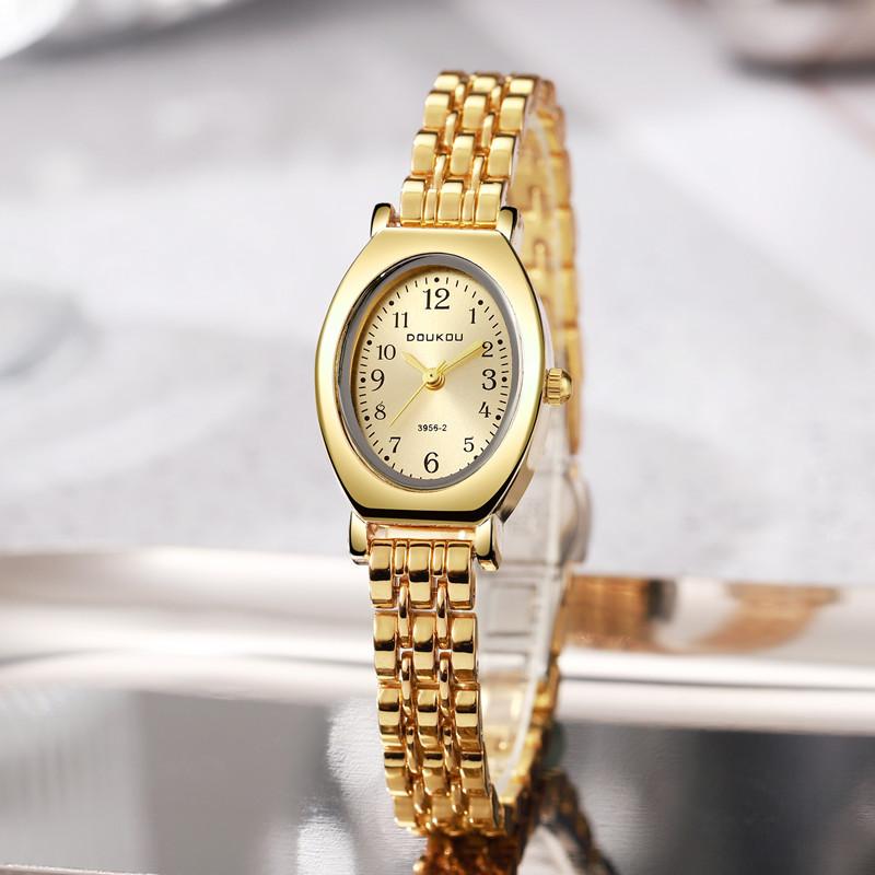 New Women's Watch Women's Style Gold Steel Belt Oval Niche Student Guangzhou Watch
