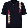 Jiu Zi Anna Kou Women's Contrast Argyle Polo Knit Shirt