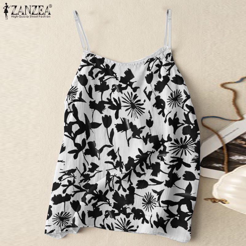 

ZANZEA Женские летние повседневные майки без рукавов с принтом