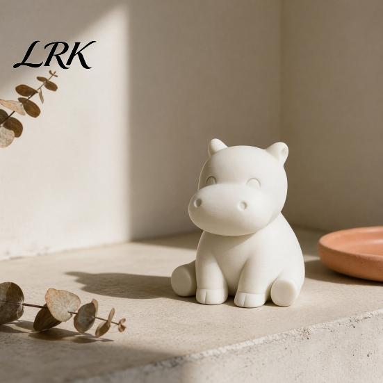 Healing Desk Decor 3D Printed Hippopotamus Statue, Mini Size Desktop Decoration, Solid Statue Matte White Finish Figurine for Home Office Hippo Shelf