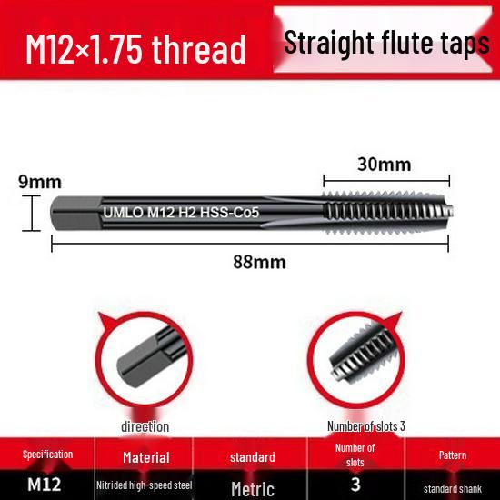 Cobalt Nitride Spiral Tap for Stainless Steel (Drill Bit: M4, M5, M6, M8, M10)