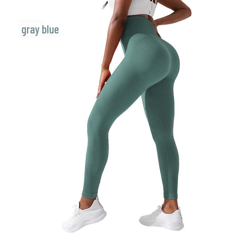 

Леггинсы для йоги в рубчик с высокой талией больших размеров - Подтягивающие бедра, формирующие ноги, однотонные спортивные брюки для женщин Small синий/серый