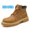 Fashion Hot Sale Mens Casual Leather Winter Boots High Top Leather Shoes Fashion Cotton Shoes Thick Bottom Ankle Boots Outdoor Sneakers