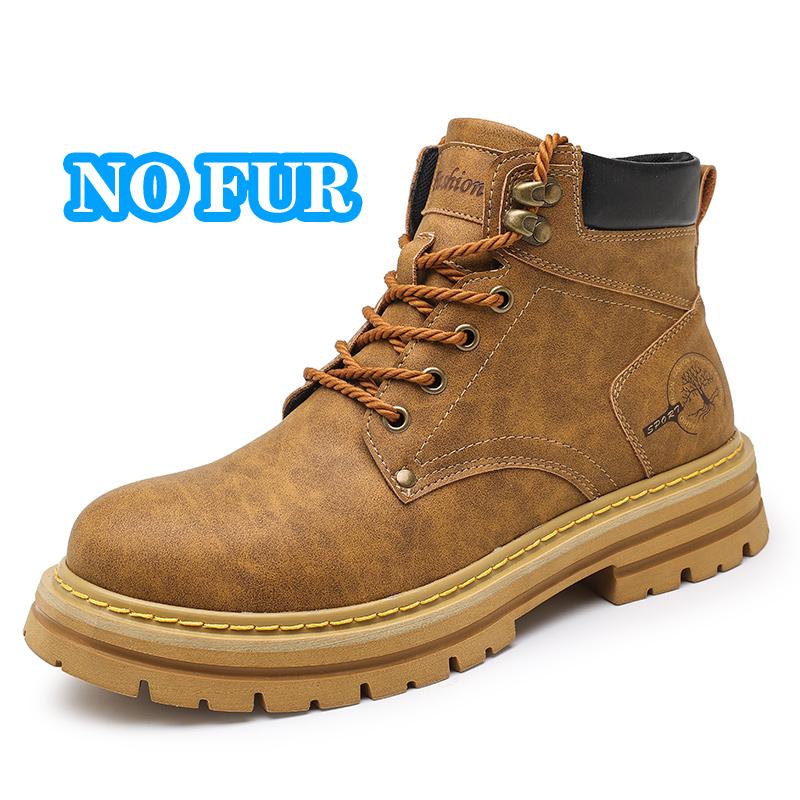 Fashion Hot Sale Mens Casual Leather Winter Boots High Top Leather Shoes Fashion Cotton Shoes Thick Bottom Ankle Boots Outdoor Sneakers