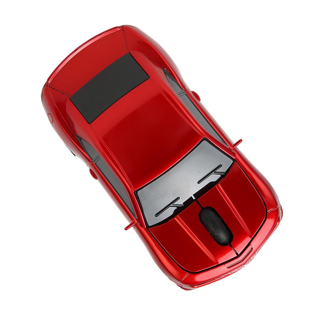 Race Car Wireless Mouse Sports Car Computer Mouse 2.4 GHz LED Light 1600 DPI Optical Sensor for OS X PC Red