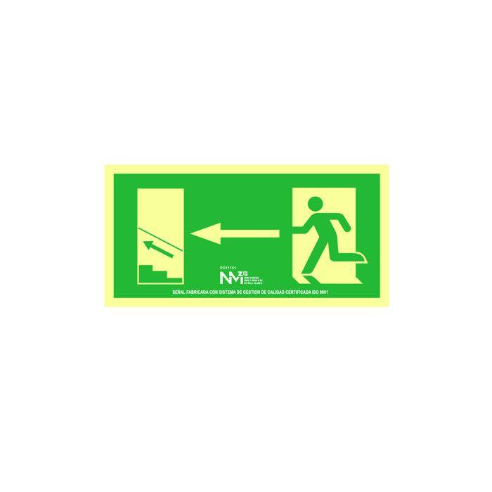 Enseigne Évacuation Escaliers Supérieur Gauche Pvc 0,7mm Classe B 32x16cm B11151 Normaluz