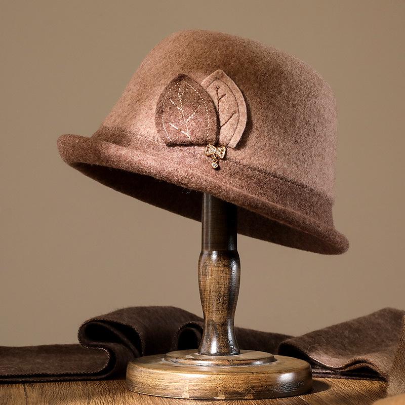 Woolen Fisherman's Hat, Women's Autumn and Winter Warm Fashion Top Hat Temperament, Mother Shows Washbasin Hat